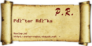Péter Réka névjegykártya